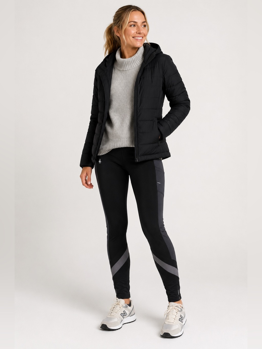 Smartwool Merino Sport Fleece Colorblock Tights Black Gray SW017356. Women’s Med